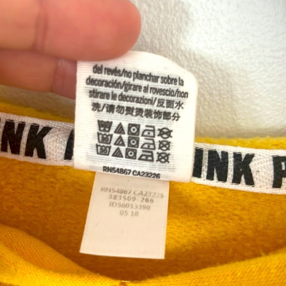PINK Victoria’s Secret | Women’s Bright Yellow PINK Logo Pullover Hoodie XS - Picture 5 of 5